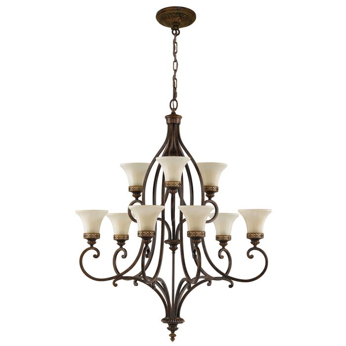 Drawing Room 9 Light Chandelier - Walnut