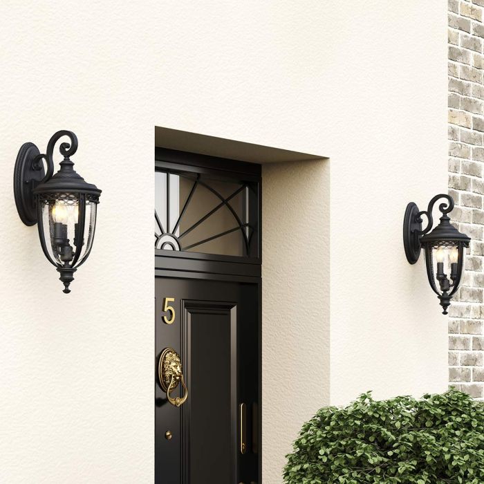 English Bridle 3 Light Medium Wall Lantern - Black