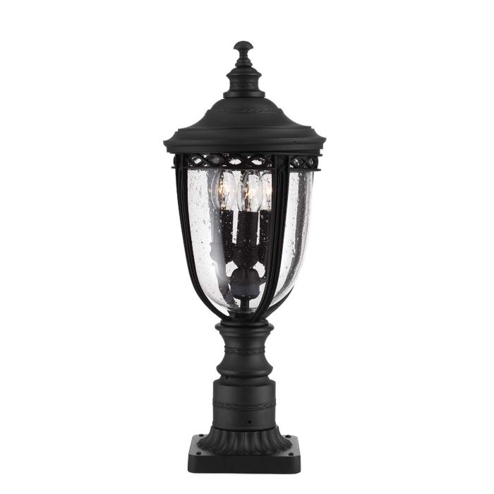 English Bridle 3 Light Medium Pedestal - Black