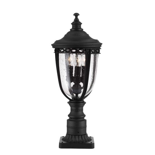 English Bridle 3 Light Medium Pedestal - Black