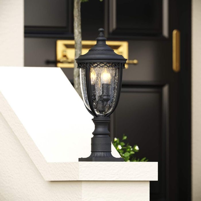 English Bridle 3 Light Medium Pedestal - Black