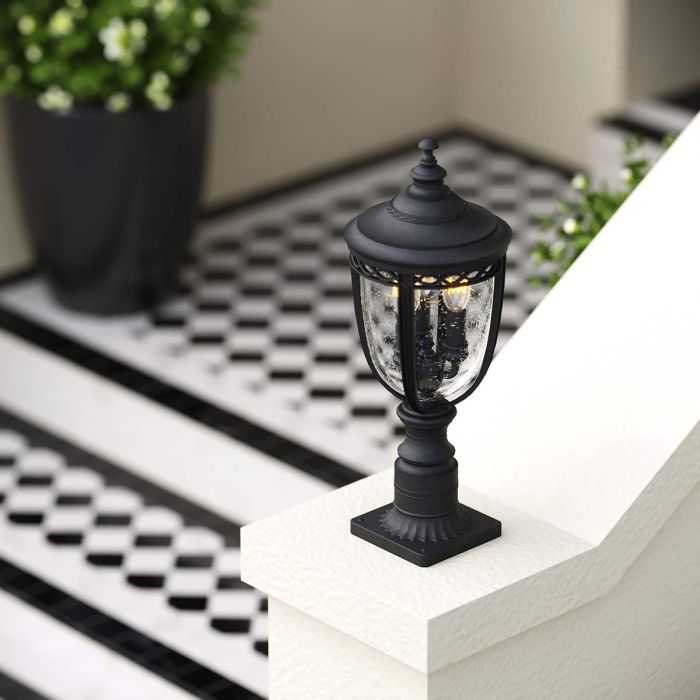 English Bridle 3 Light Medium Pedestal - Black