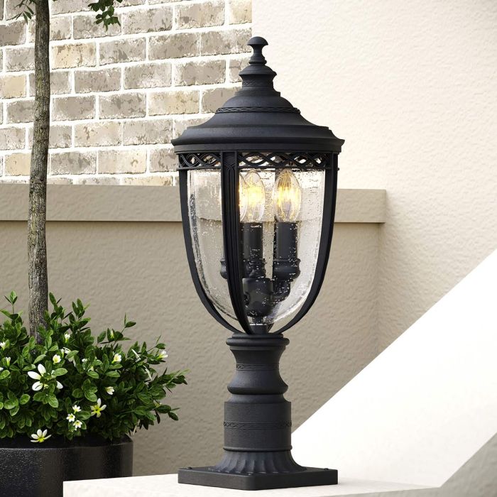 English Bridle 3 Light Medium Pedestal - Black