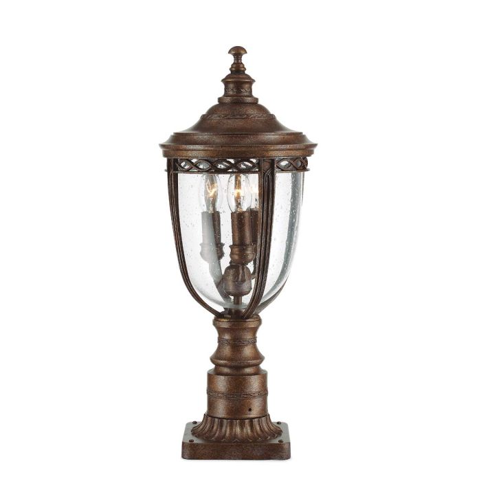 English Bridle 3 Light Medium Pedestal - British Bronze