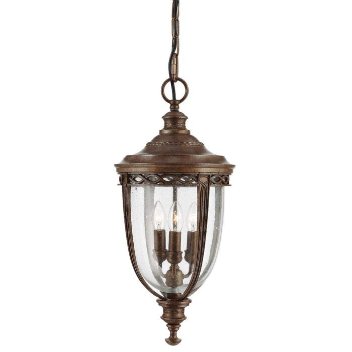 English Bridle 3 Light Large Chain Lantern - British Bronze