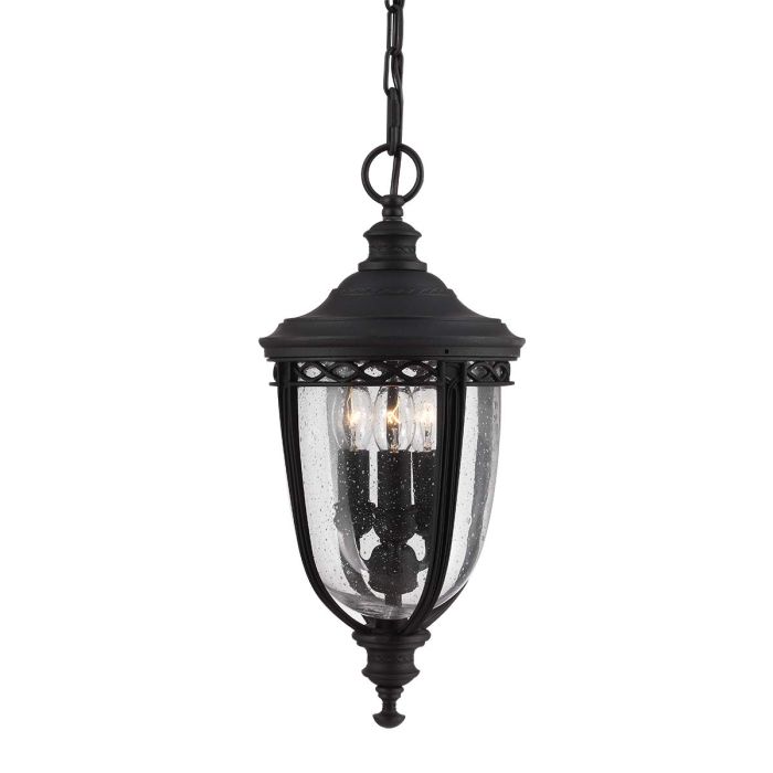 English Bridle 3 Light Medium Chain Lantern - Black
