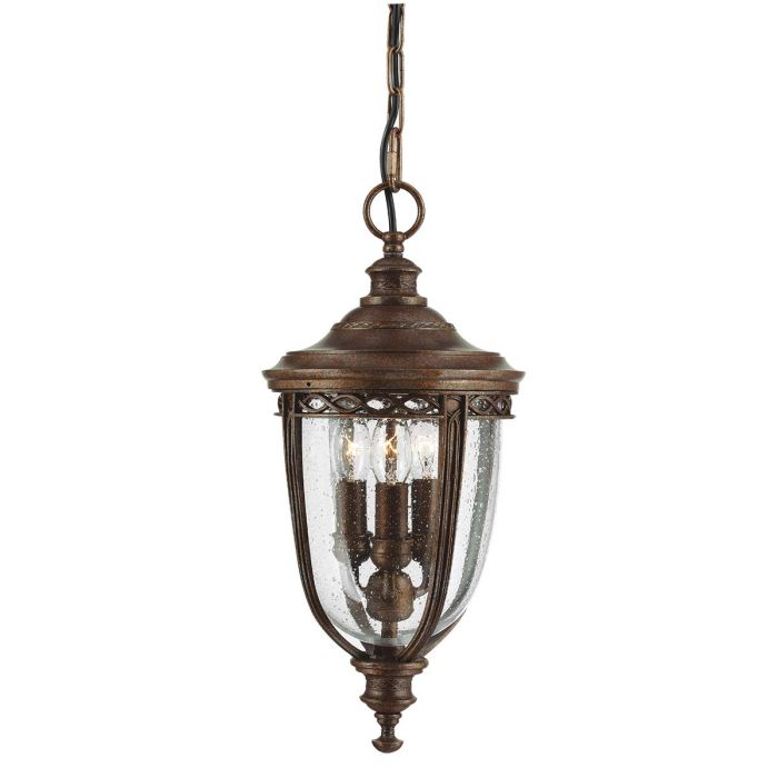 English Bridle 3 Light Medium Chain Lantern - British Bronze