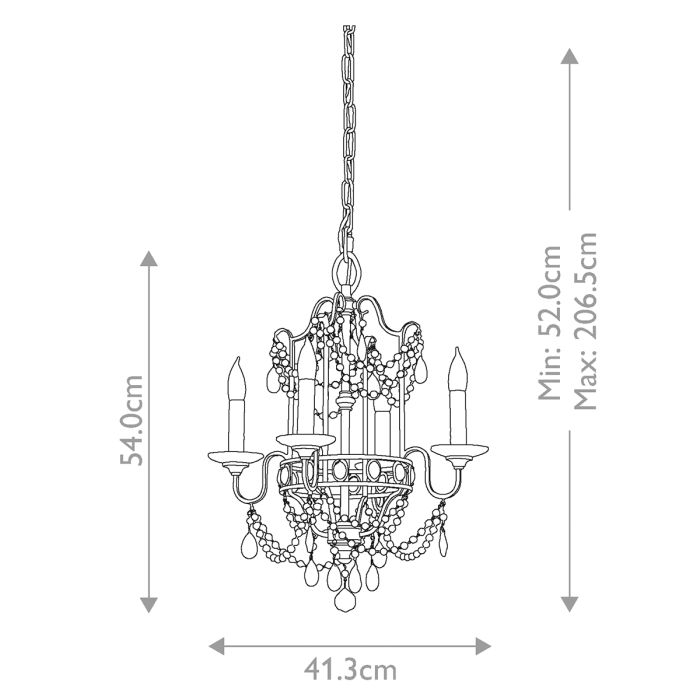 Gianna 4 Light Chandelier - Gilded Silver