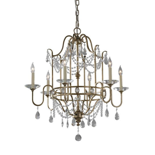 Gianna 6 Light Chandelier - Gilded Silver