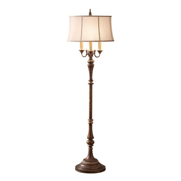 Gibson 4 Light Floor Lamp - Cambridge Crackle with Desert Shade