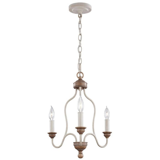Hartsville 3 Light Chandelier - Chalk Washed / Beachwood