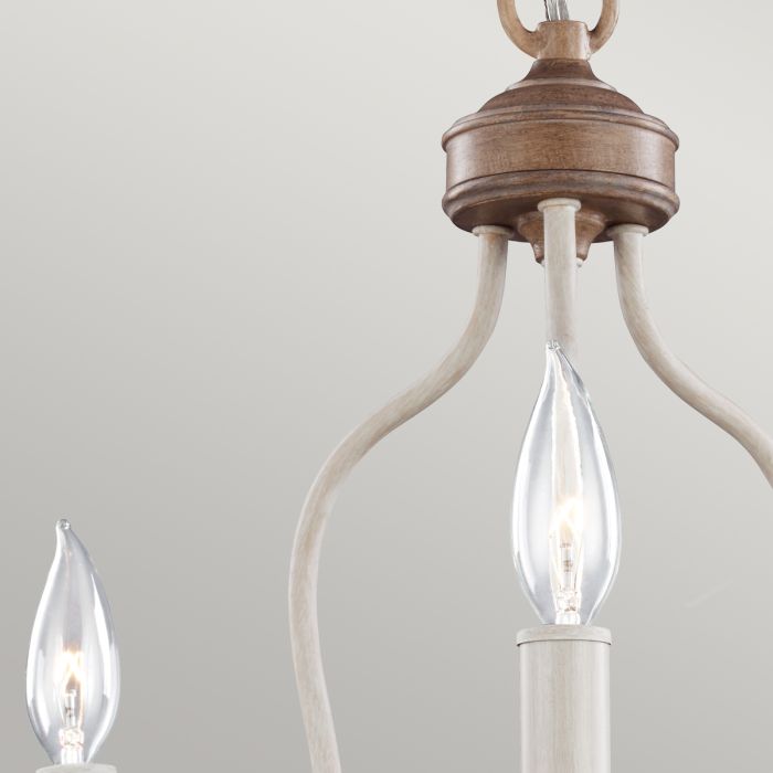 Hartsville 3 Light Chandelier - Chalk Washed / Beachwood