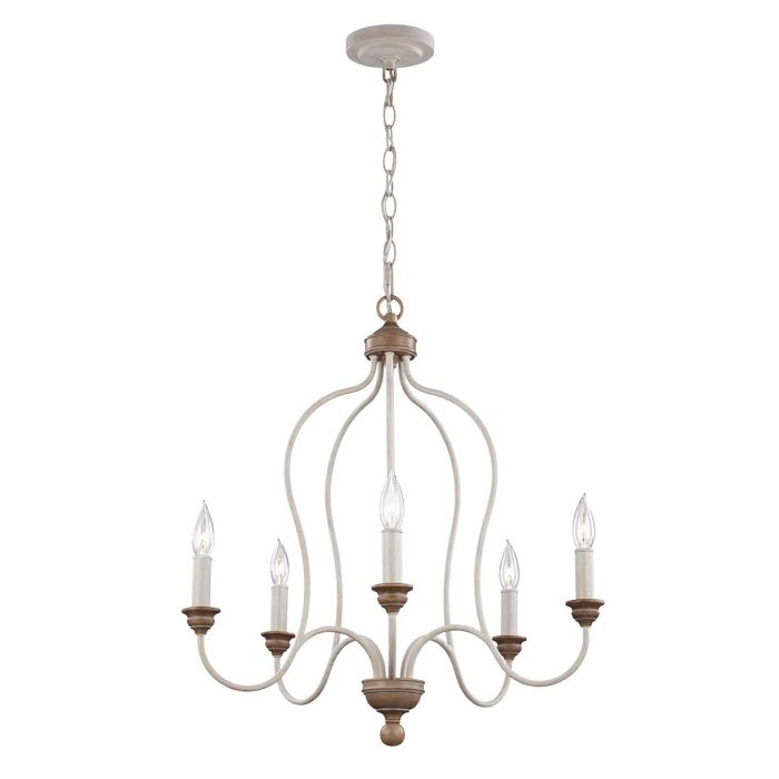 Hartsville 5 Light Chandelier - Chalk Washed / Beachwood
