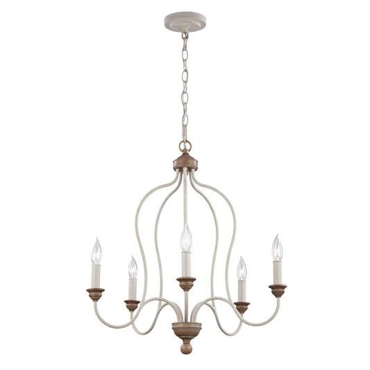 Hartsville 5 Light Chandelier - Chalk Washed / Beachwood