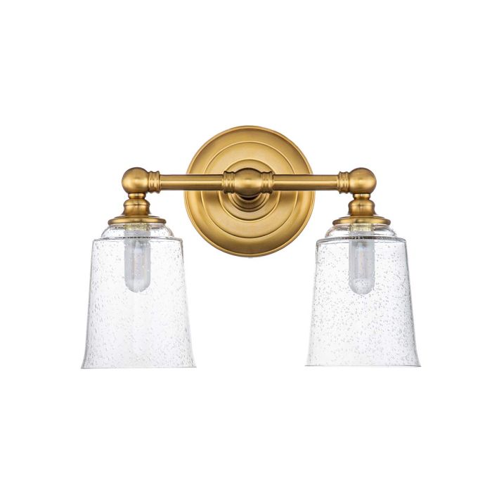 Huguenot Lake 2 Light Wall Light - Burnished Brass
