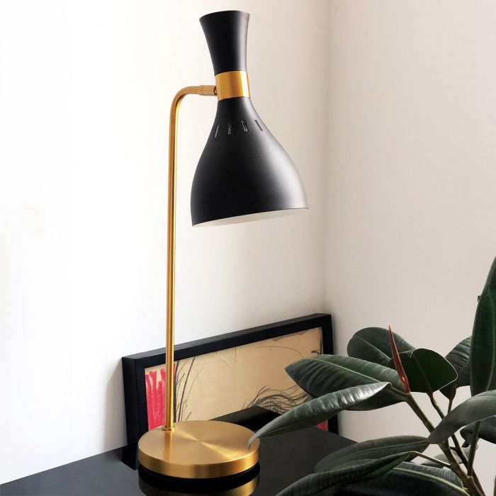 Joan 1 Light Table Lamp - Midnight Black / Burnished Brass