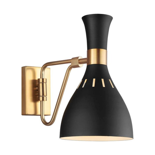 Joan 1 Light Wall Light - Midnight Black / Burnished Brass