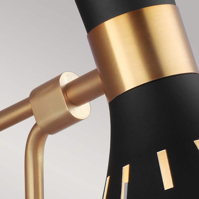 Joan 1 Light Wall Light - Midnight Black / Burnished Brass