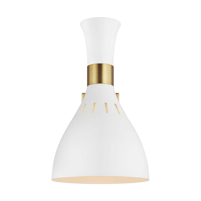 Joan 1 Light Wall Light - Matte White / Burnished Brass