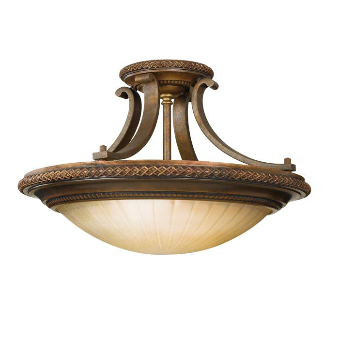 Kelham Hall 2 Light Semi-Flush Light - Firenze Gold / British Bronze