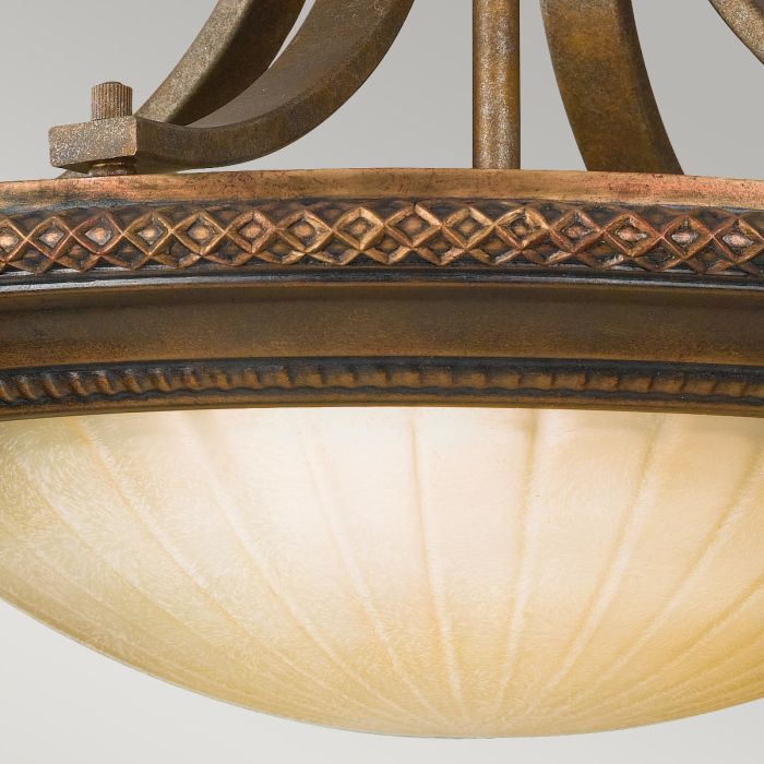 Kelham Hall 2 Light Semi-Flush Light - Firenze Gold / British Bronze