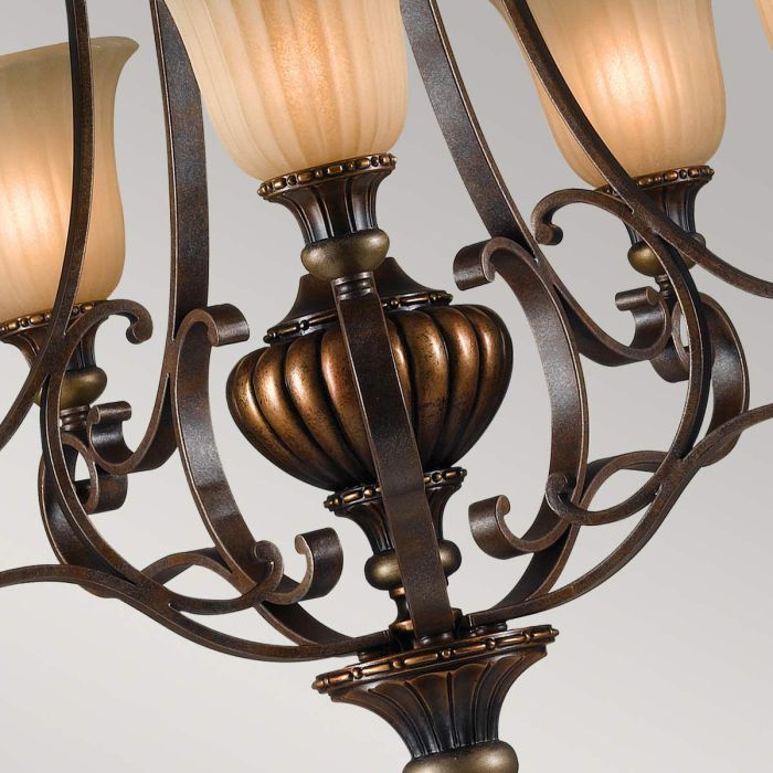 Kelham Hall 5 Light Up Light Chandelier - Firenze Gold / British Bronze