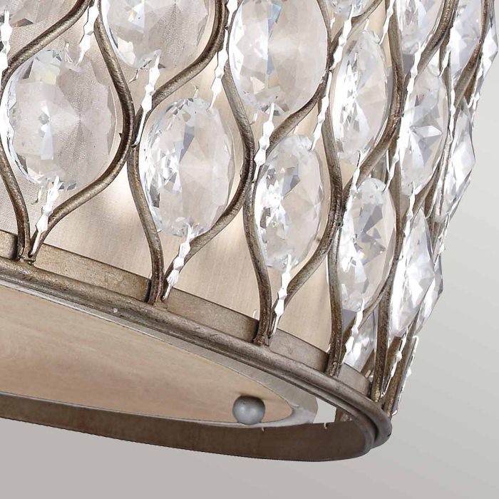Lucia 6 Light Flush Light - Burnished Silver with Linen Fabric Shade