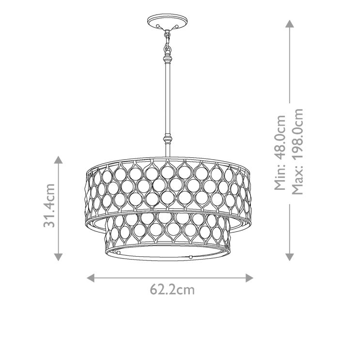 Lucia 6 Light Chandelier - Burnished Silver