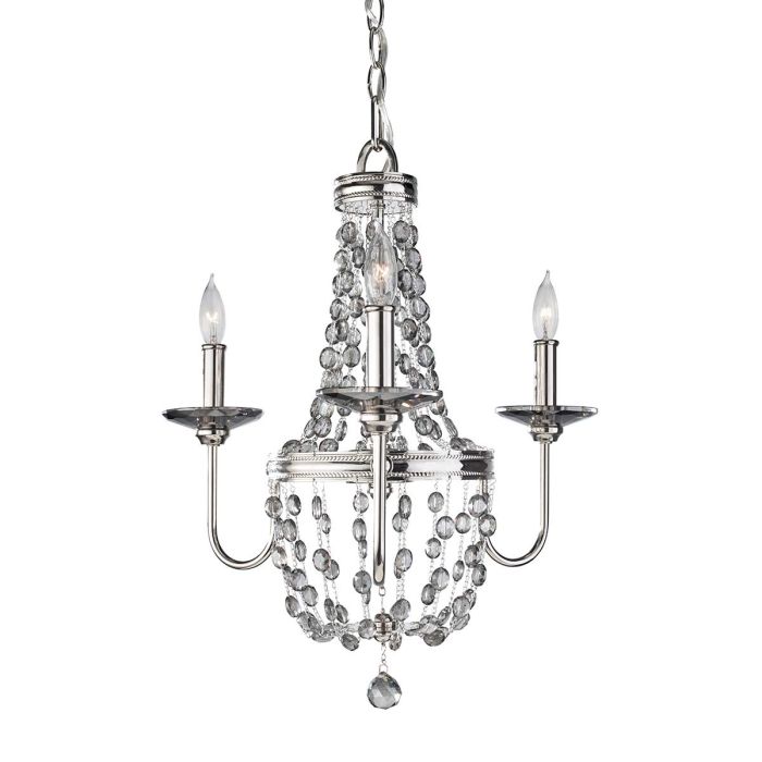 Malia 3 Light Chandelier - Polished Nickel