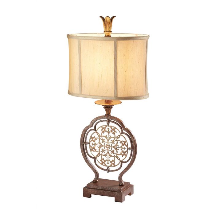 Marcella 1 Light Table Lamp - British Bronze / Oxidized Bronze with Light Gold Shade