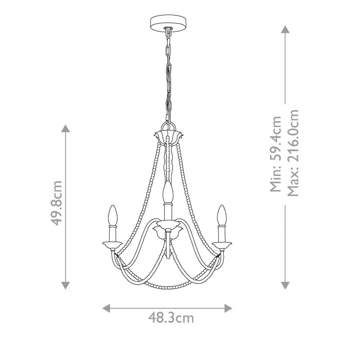 Maryville 3 Light Chandelier - Washed Grey