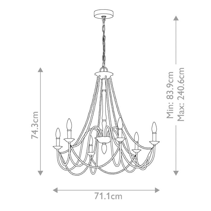 Maryville 6 Light Chandelier - Washed Grey
