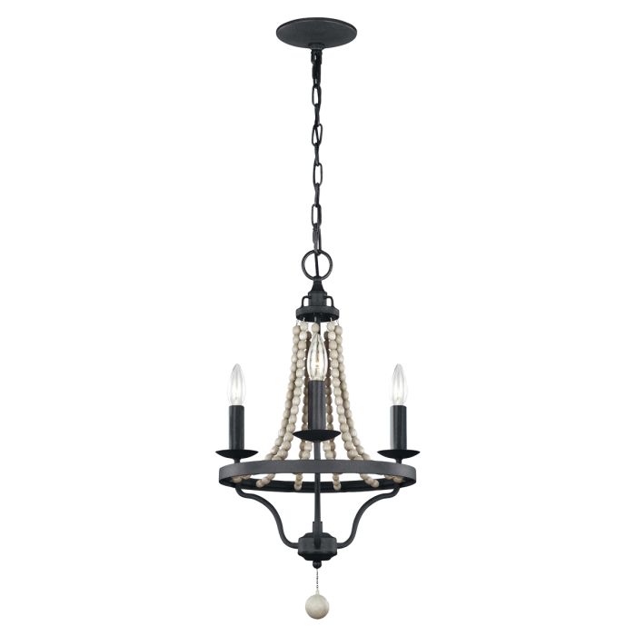 Nori 3 Light Chandelier - Dark Weathered Zinc with Driftwood Grey