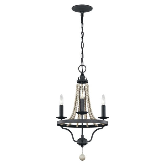 Nori 3 Light Chandelier - Dark Weathered Zinc with Driftwood Grey