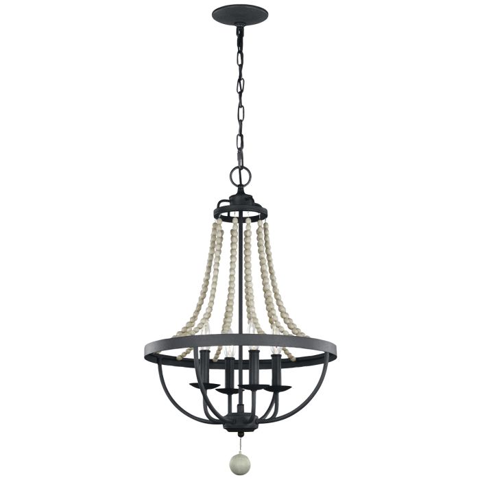 Nori 4 Light Chandelier - Dark Weathered Zinc with Driftwood Grey