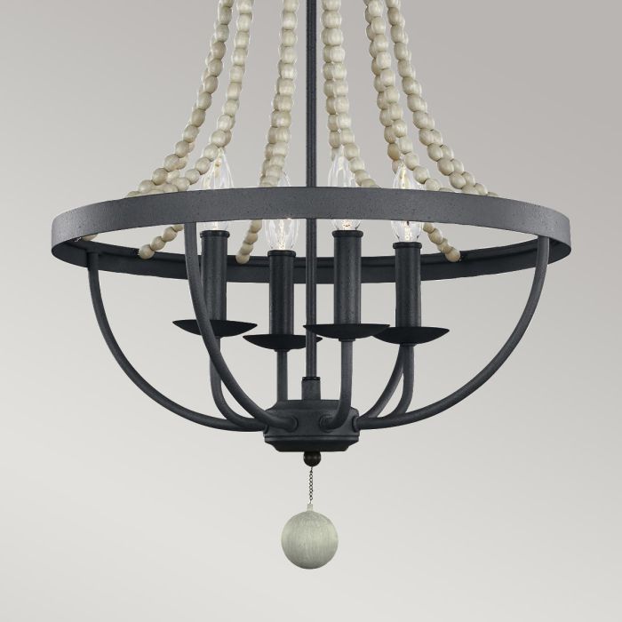 Nori 4 Light Chandelier - Dark Weathered Zinc with Driftwood Grey