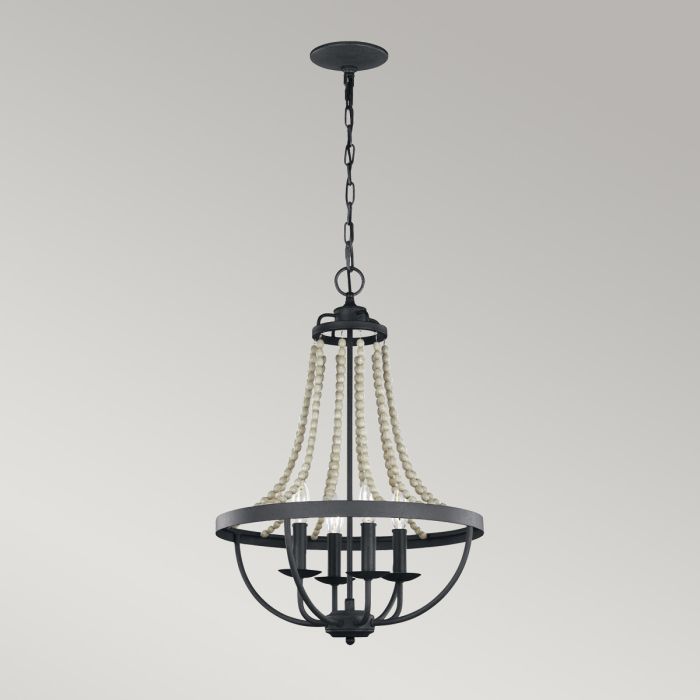Nori 4 Light Chandelier - Dark Weathered Zinc with Driftwood Grey