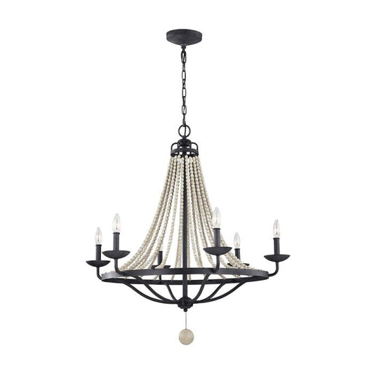 Nori 6 Light Chandelier - Dark Weathered Zinc with Driftwood Grey