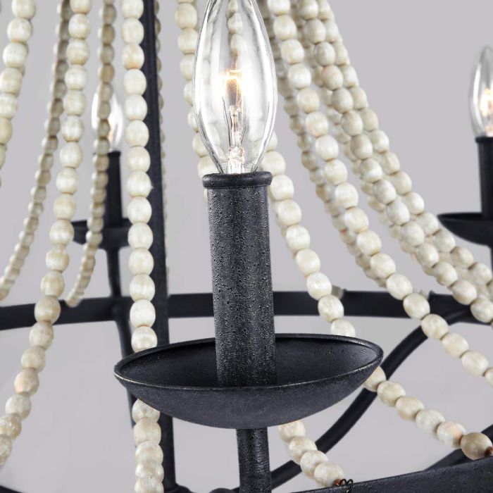 Nori 6 Light Chandelier - Dark Weathered Zinc with Driftwood Grey