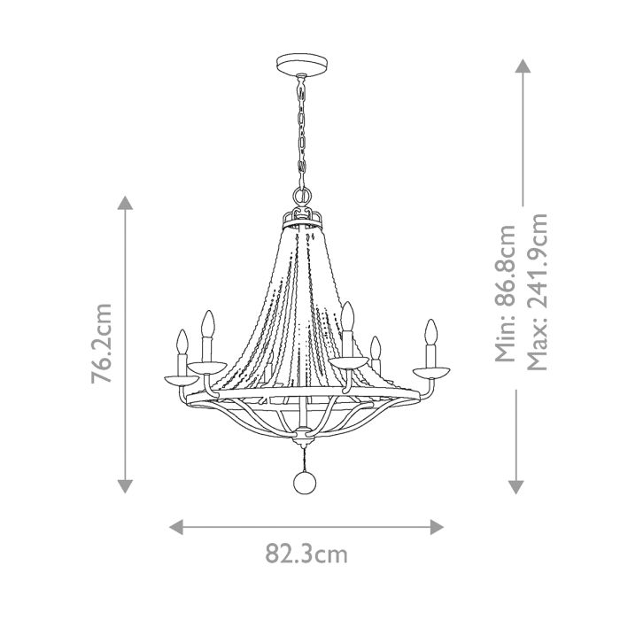 Nori 6 Light Chandelier - Dark Weathered Zinc with Driftwood Grey