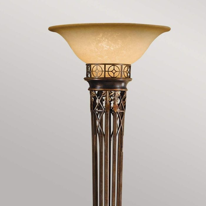 Opera 1 Light Torchiere - Firenze Gold with Amber Shade