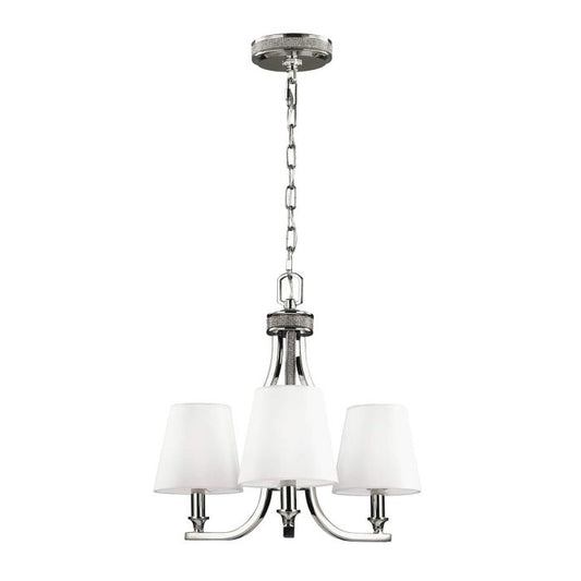 Pave 3 Light Chandelier - Polished Nickel