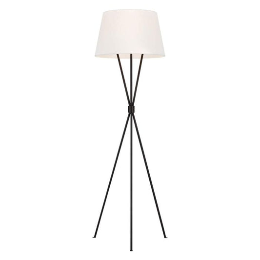 Penny 1 Light Floor Lamp - Aged Iron with White Shade