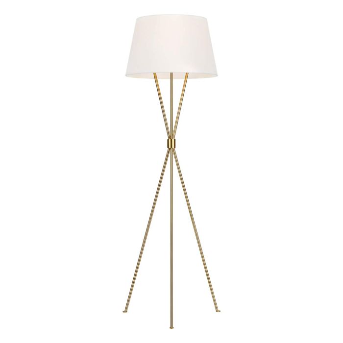 Penny 1 Light Floor Lamp - Burnished Brass with White Shade