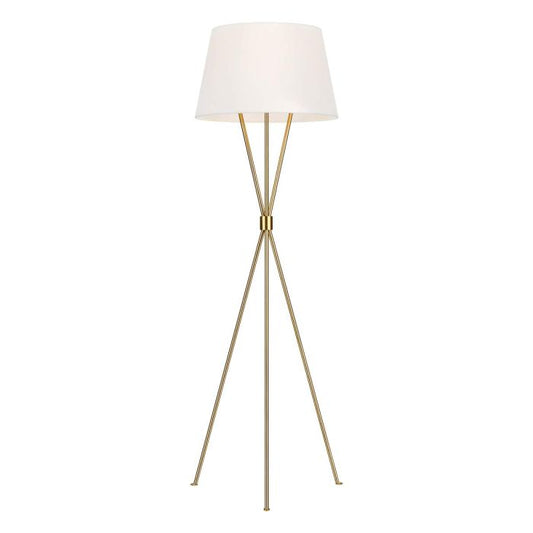 Penny 1 Light Floor Lamp - Burnished Brass with White Shade