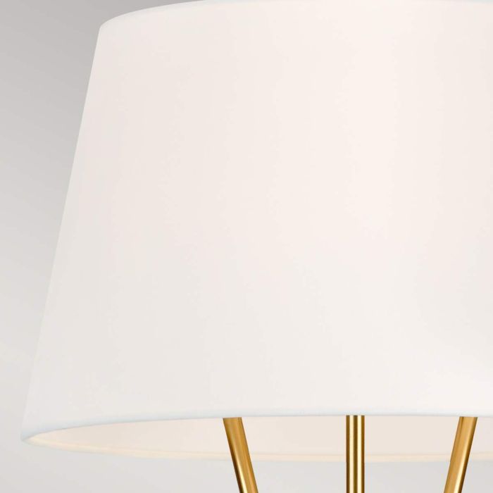 Penny 1 Light Floor Lamp - Burnished Brass with White Shade