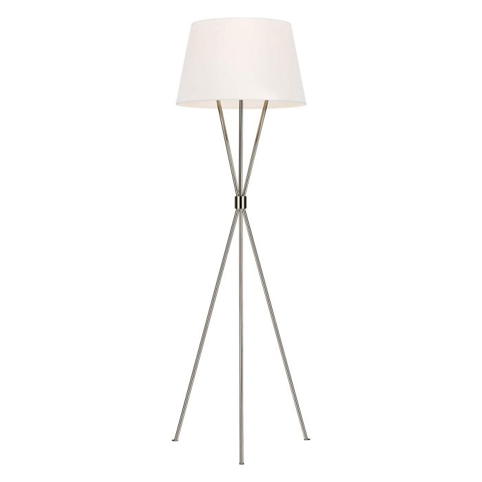 Penny 1 Light Floor Lamp - Polished Nickel with White Shade
