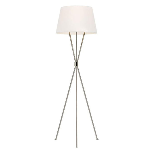 Penny 1 Light Floor Lamp - Polished Nickel with White Shade