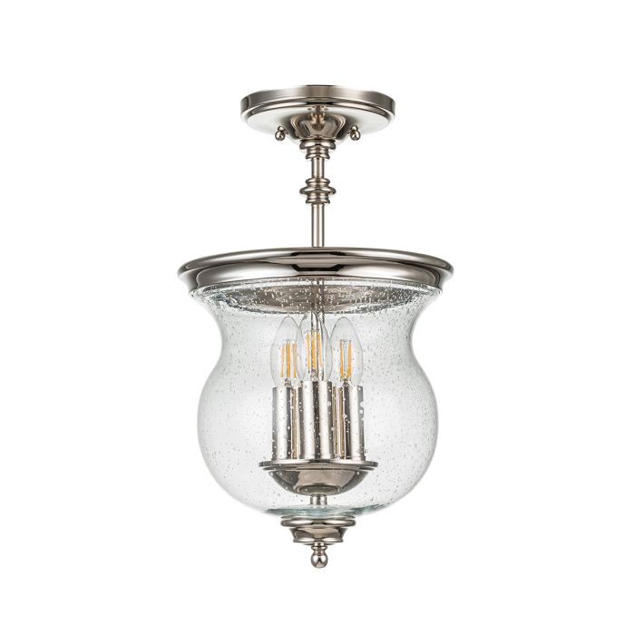 Pickering Lane 3 Light Semi-Flush - Polished Nickel