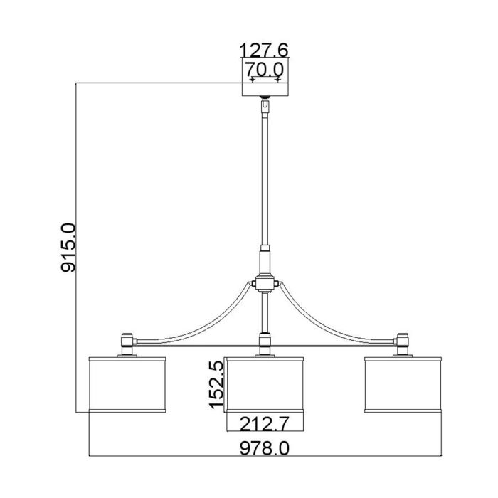 Prospect Park 3 Light Island Chandelier - Satin Nickel with Chrome